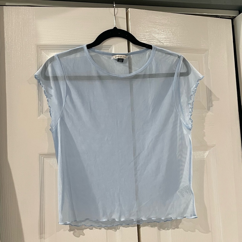 American Eagle Outfitters Light Blue Mesh Top